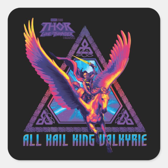 All Hail King Valkyrie Psychedelic Graphic Square Sticker (Front)