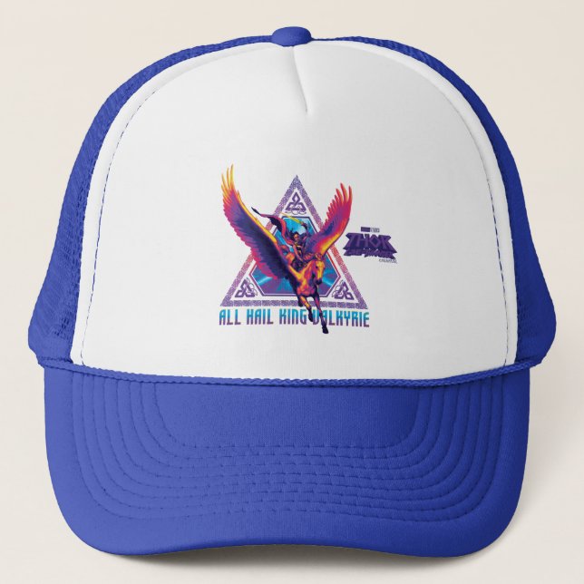 All Hail King Valkyrie Psychedelic Graphic Trucker Hat (Front)