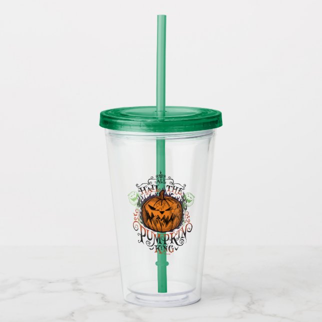 All Hail The Pumpkin King - Gothic Flames Acrylic Tumbler (Front)