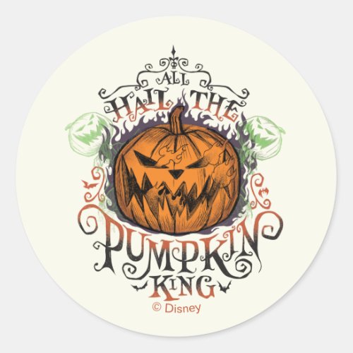 All Hail The Pumpkin King _ Gothic Flames Classic Round Sticker