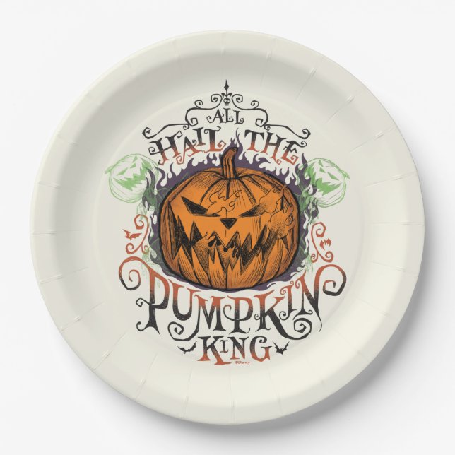 All Hail The Pumpkin King - Gothic Flames Paper Plates (Front)