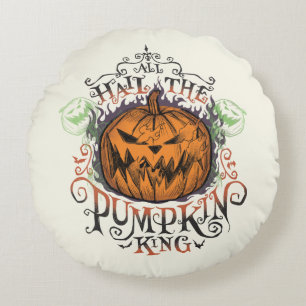 All Hail The Pumpkin King - Gothic Flames Round Pillow