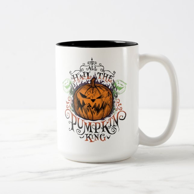 All Hail The Pumpkin King - Gothic Flames Two-Tone Coffee Mug (Right)