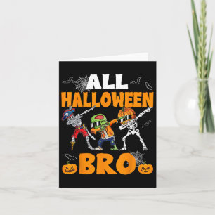 All Halloween Bro Dabbing Skeleton Jack O Lantern Card