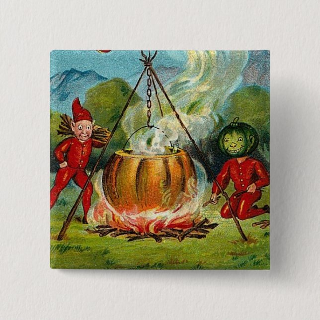 All Halloween Greetings Flying Witch Pinback Button (Front)