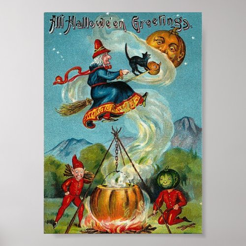 All Halloween Greetings Vintage Print
