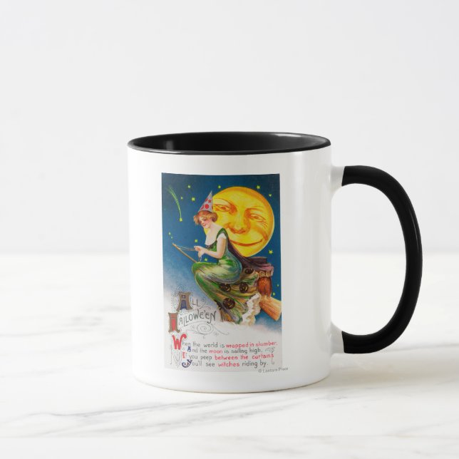 All Halloween Witch on a Broom by Full Moon Mug (Right)