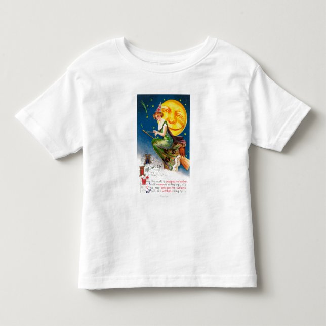 All Halloween Witch on a Broom by Full Moon Toddler T-shirt (Front)