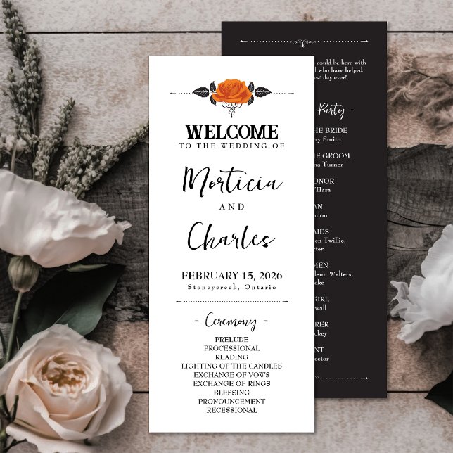 All Hallows Eve Halloween Rose Wedding Ceremony Program (Creator Uploaded)