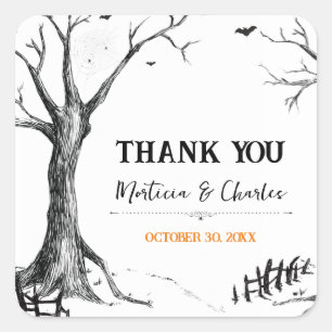All Hallows Eve Halloween Tree Thank You Stickers