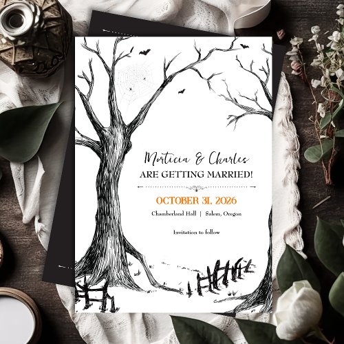 All Hallows Eve Halloween Tree Wedding Save The Date