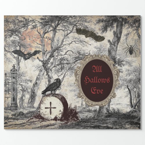 ALL HALLOWS EVE VINTAGE HALLOWEEN DECOUPAGE WRAPPING PAPER