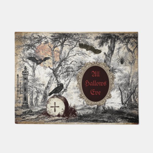 ALL HALLOWS EVE VINTAGE HALLOWEEN DOORMAT