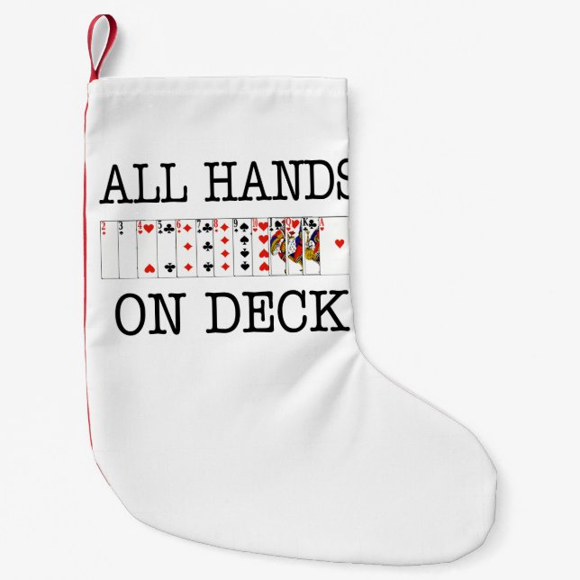All Hands On Deck Playing Cards Small Christmas Stocking (Front)