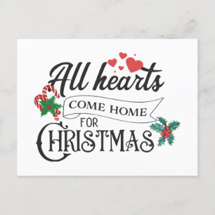 All hearts come home for Christmas Invitation Postcard