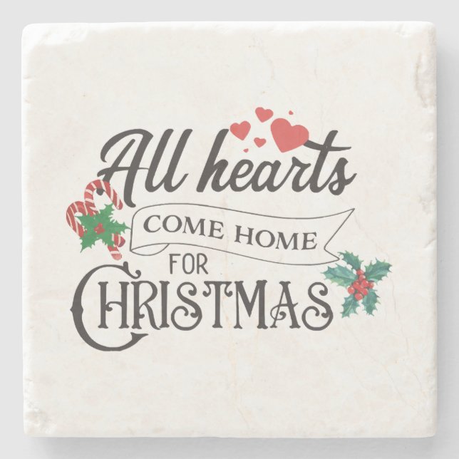 All hearts come home for Christmas Stone Coaster (Front)