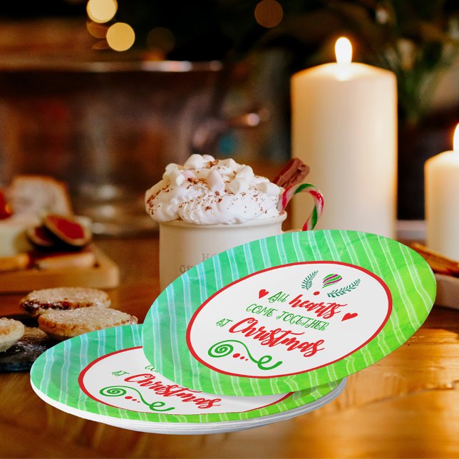 All Hearts Come Together At Christmas Holiday Paper Plates (All Hearts Come Together At Christmas Holiday Paper Plates)