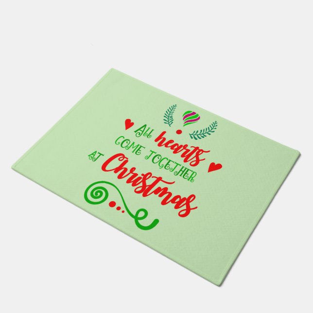 All Hearts Come Together At Christmas Holiday, ZSG Doormat (Angled)