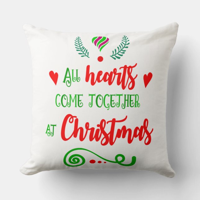 All Hearts Come Together At Christmas Holiday, ZSG Throw Pillow (Front)