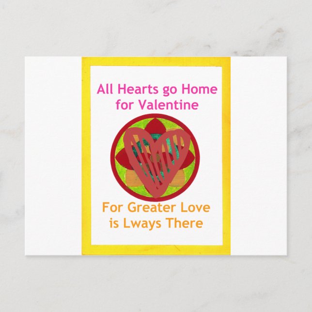 All Hearts Go Home for Valentine Art Print Holiday Postcard (Front)