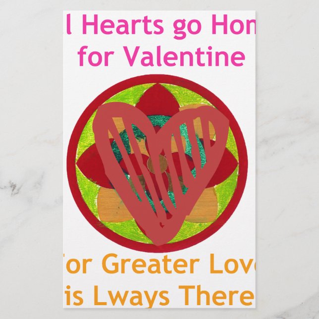All Hearts Go Home for Valentine Art Print Stationery (Front)