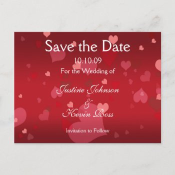 All Hearts Love Love Love Save The Date Postcard by PixDezines at Zazzle