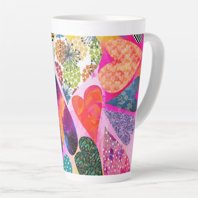 All Hearts Multi Patterns and Colors Big Hot Mug (Right Angle)