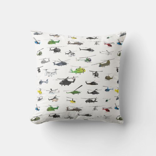 All Helicopters Throw Pillow