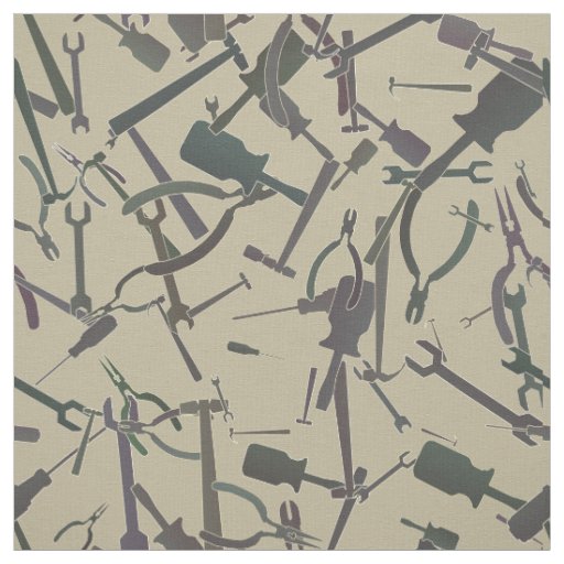 All His Tools Tan Green and Brown Manly Mock Camo Fabric