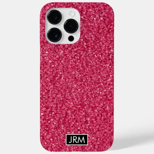 All Hot Pink Glitter Sugar Shiny Custom Monogram Case_Mate iPhone 14 Pro Max Case