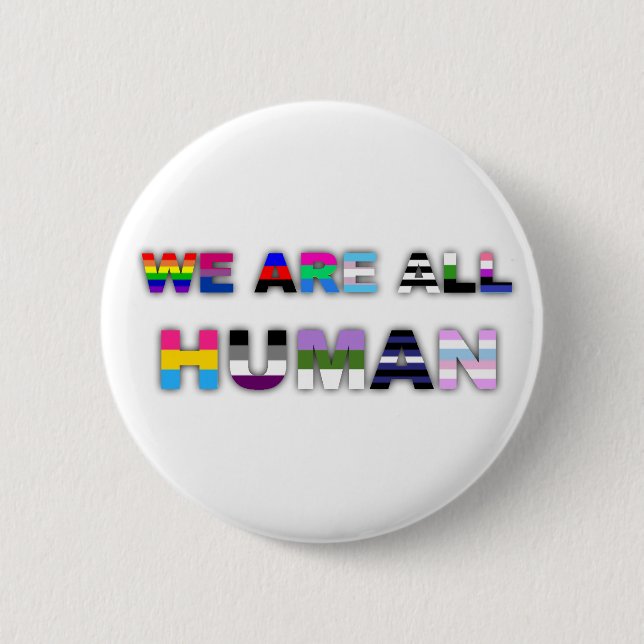 All Human White Pinback Button (Front)