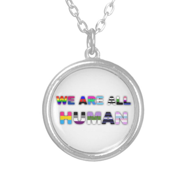 All Human White Silver Plated Necklace (Front)