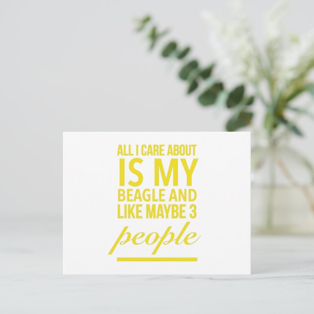 All I care about is my beagle dog funny pets yello Postcard (Standing Front)
