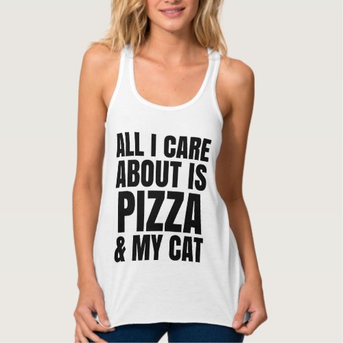 ALL I CARE ABOUT IS PIZZA  MY CAT Flowy Crop Tank