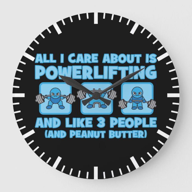 All I Care About Is Powerlifting - Kawaii Workout Large Clock (Front)