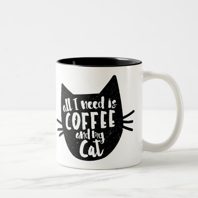 "All I need is Coffee and my Cat" Mug (Right)