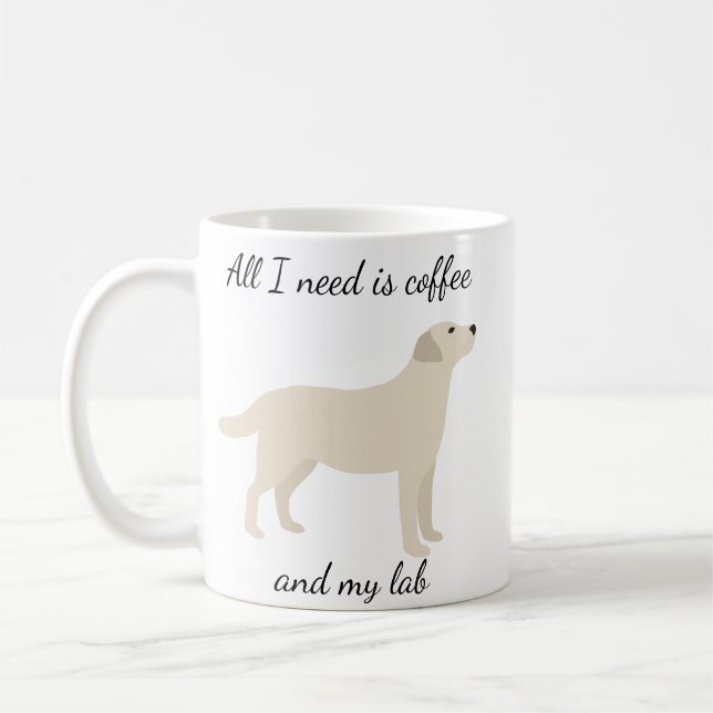 All I Need is Coffee and My Lab Yellow Mug (Left)