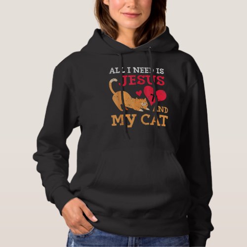 All I Need Is Jesus And My Cat Kitten Kitty Cat Ch Hoodie