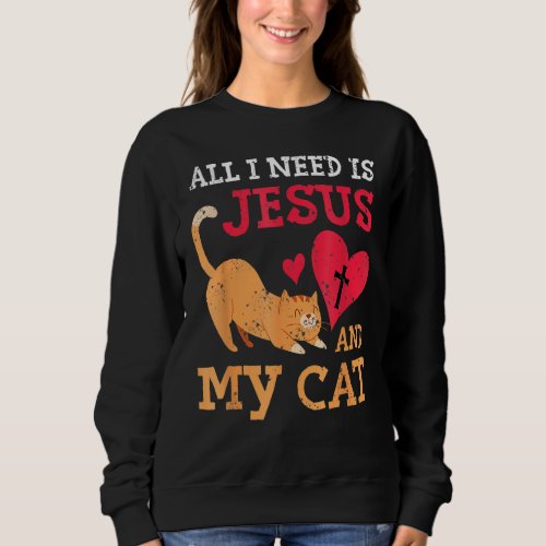 All I Need Is Jesus And My Cat Kitten Kitty Cat Ch Sweatshirt