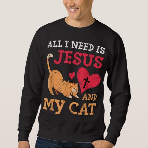 All I Need Is Jesus And My Cat Kitten Kitty Cat Ch Sweatshirt