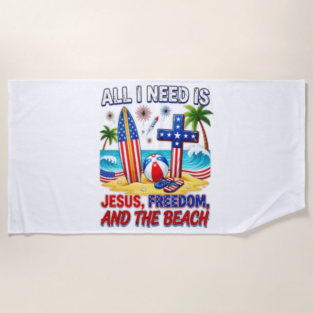 ALL I NEED IS JESUS BEACH TOWEL (Front)