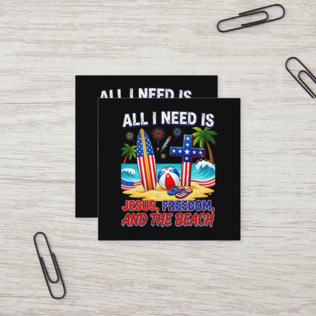 ALL I NEED IS JESUS SQUARE BUSINESS CARD (Front/Back In Situ)