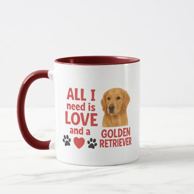 All I Need Is Love and a Golden Retriever  Mug (Left)