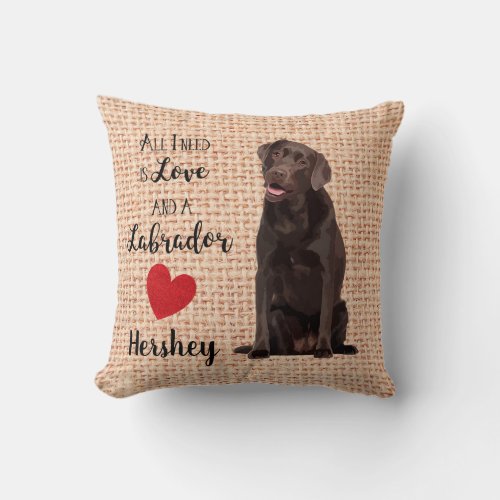 All I need is Love and a Labrador _ Chocolate Lab Throw Pillow