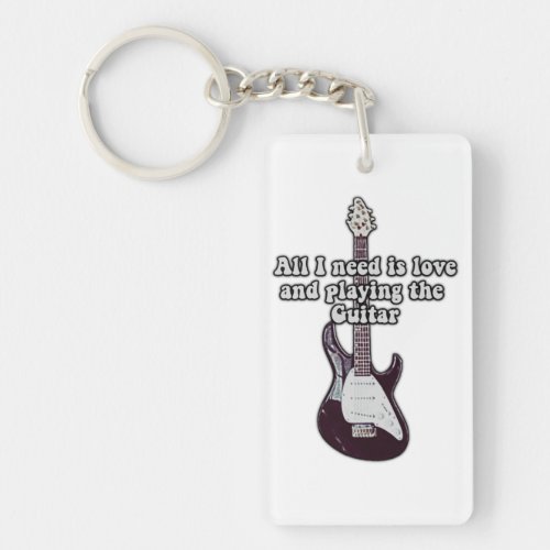 All i need is love and playing the guitar vintage keychain