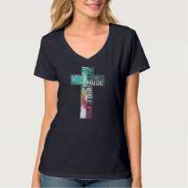 All I Need Is Music & Jesus Christian Cross Gospel T-Shirt