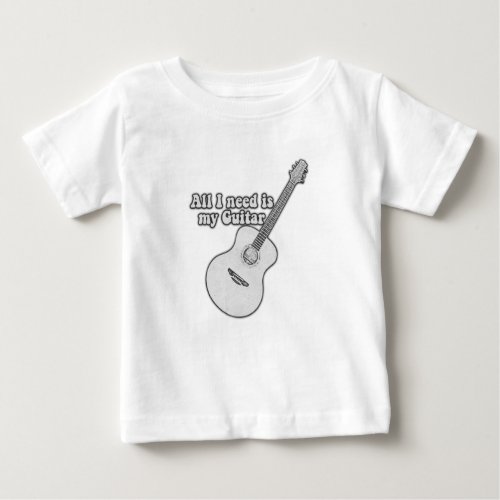 All i need is my guitar vintage black and white baby T_Shirt