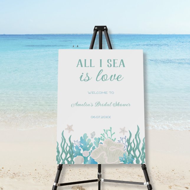 All I Sea Beach Ocean Bridal Shower Welcome Foam Board (All I Sea Beach Ocean Bridal Shower Welcome Foam Board)