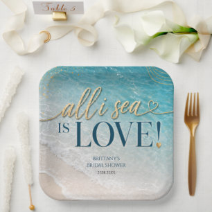 All I Sea Is Love Beach Bridal Shower  Paper Plates