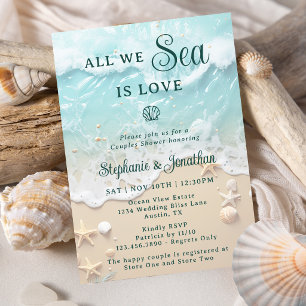 All I Sea Is Love Beach Sand Couples Bridal Shower Invitation